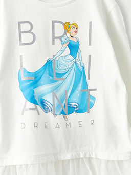 Bisiklet Yaka Disney Princess Bask?l? Uzun Kollu K?z ?ocuk Ti??rt - Waikiki фото 2