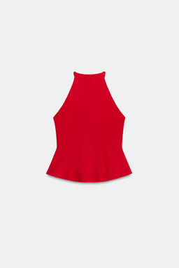 TOP HALTER PEPLUM / Rojo - Zara фото 6