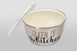 МИСКА ЭМАЛИРОВАННАЯ БЕЗ РУЧЕК С ПЛАСТИКОВОЙ КРЫШКОЙ QUEEN OF KITCHEN 2,4 л (18 см) - Metrot фото 2