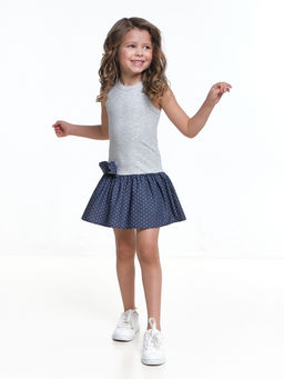 Платье комбинированное 22-7183 серый/джинс - Mini maxi фото 2