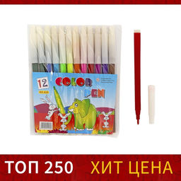 Цена за 12 шт. Фломастеры 12 цветов, невентилируемый колпачок, блистер