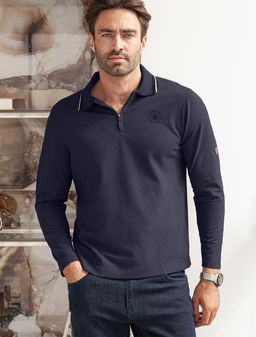 Закрытая распродажа / Поло из фактурного трикотажа с застежкой на молнию - Vilatte фото 2