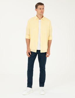 Sar_ Keten Kar___ml_ Slim Fit Uzun Kollu G_mlek