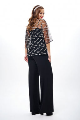 Брюки палаццо из струящегося крепа с карманами AVE RARA 4104 черный  фото 2