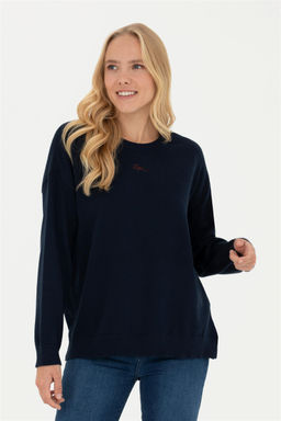 Женский темно-синий свитер с v-образным вырезом - U.s. polo assn фото 8