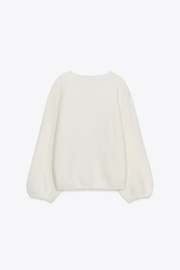 WOOL PUFF SLEEVE KNIT SWEATER