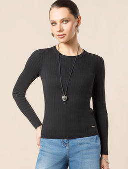 Джемпер Vilatte из вискозы с нейлоном черный фото 5