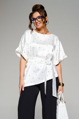 Блуза 6306 молочный+горох