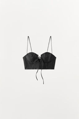 LEATHER TIE TOP - Zara фото 4
