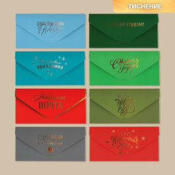 Конверт для денег, набор 8 штук «С Новым годом», софт тач, тиснение, 19 х 9.2 см