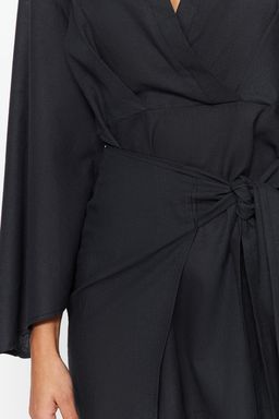 TRENDYOLMILLA Gul Kurusu Dokuma Flaml? Pamuk Baglamal? Mini Plaj Elbisesi TBESS21EL3208  фото 18