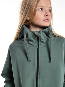 Толстовка на молнии с капюшоном 22-7653 хаки - Mini maxi фото 6