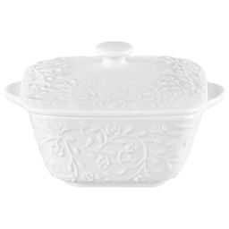 Жюльенница-кокотница 300 мл 13,5*10,5*8 см "Веточки-цветочки" квадратная с крышкой, фарфор
