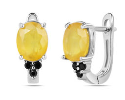 Серьги, сапфир корунд желтый , шпинель нат., NKD-3381
