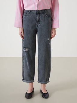 Boyfriend Y?rt?k Detayl? Kad?n Jean Pantolon