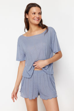 Trendyolmilla Cok Renkli 2li Paket Pointel Ajurlu/Delikli Orme Pijama Ustu THMSS24PT00276  фото 2