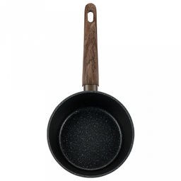 Ковш с двухслойным антипригарным покрытием "Moderno" 1,3л, д16см, h8см, s2,6мм, дно s3,1мм, стеклянная крышка, бакелитовая ручка с покрытием "soft-touch", имитирующим текстуру дерева, "Regent", цветная коробка (Китай) Подходит для всех видов плит, в