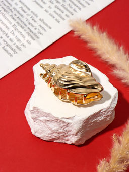 Цена за 6 шт. Краб для волос "Лейла море" раковина витая, 7 см, золото