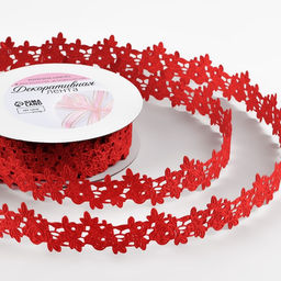 Цена за 2 шт. Лента фигурная Розы, 25 мм, 9 0,5 м, цвет красный