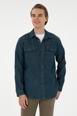 Мужская зеленая джинсовая рубашка Неожиданная скидка в корзине