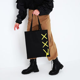 Сумка шопер, 35 х 1 х 40 см, с лентой, цвет черный - Nazamok фото 3