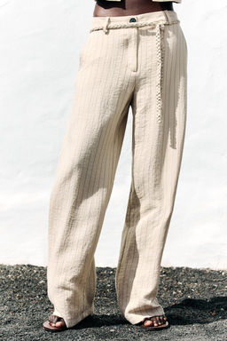 STRIPED TROUSERS WITH BRAIDED BELT - Zara фото 2