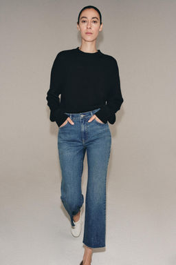 JEANS ZW COLLECTION CROPPED FLARE TIRO MEDIO / Azul