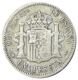 Монета 1 песета 1904 года Испания