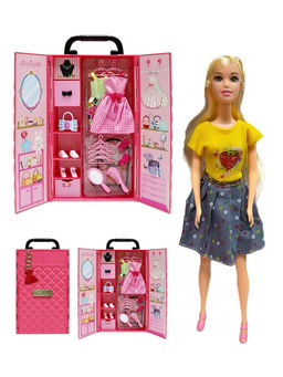 Набор "Shyam. Гардеробная 31*19*7см" (HP1217801) кукла 30см в шкафу - чемодане с выдв. ящиками, одеждой, обувью и аксесс.