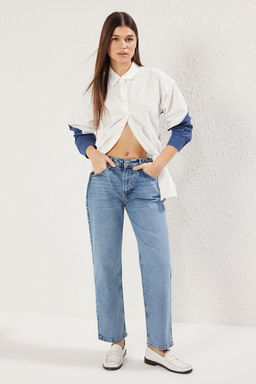 Mavi Normal Bel Duz Kesim Comfort Straight Jeans TWOSS25JE00100 - Trendyolmilla фото 2