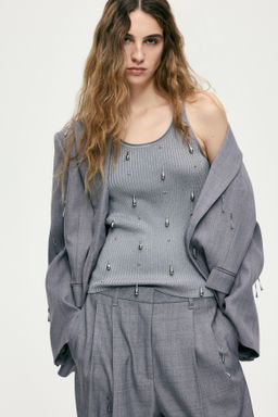 Top sin mangas embellecido con cuentas - H&m фото 2