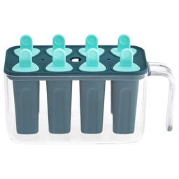 Форма пластмассовая для замораживания фруктового льда/мороженого 8 штук Соблазн 13,2х6,2см h7,7см с ручкой, цвета в ассортименте: персиковый; фисташковый; бирюзовый, в коробке (Китай)