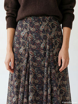 Beli Fermuarl? Desenli Pileli Etek