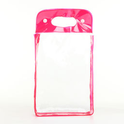 Косметичка на кнопках для бассейна, с ручками, прозрачная/малиновая