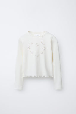 FLORAL APPLIQU_ T-SHIRT