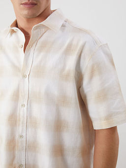 Regular Fit K?sa Kollu Ekose Poplin Erkek G?mlek