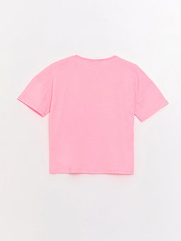 Bisiklet Yaka Bask?l? K?sa Kollu K?z ?ocuk Ti??rt - Waikiki фото 2