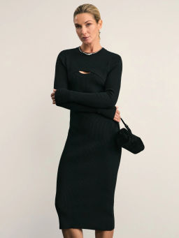 Платье миди из трикотажа с вырезом / Zarina  фото 2