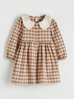 Bebe Yaka Ekose Flanel K?z ?ocuk Elbise