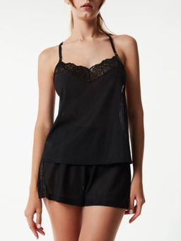 CONTE Топ в полупрозрачный рубчик с кружевом Divonteese LHW 1464 black - Conte elegant фото 4