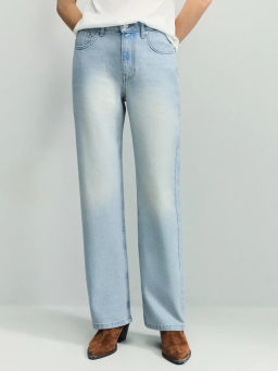 Джинсы straight с высокой посадкой регулярной длины / Zarina  фото 3