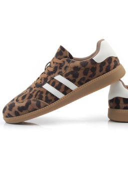 03-270-6PC LT. BROWN/LEOPARD Кеды женские (натуральная кожа)
