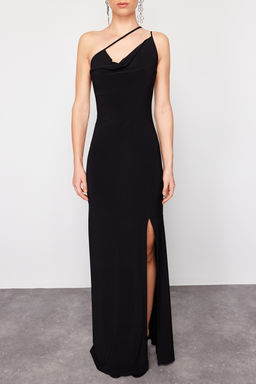 Siyah Ask? Detayl? Orme Uzun S?k Abiye Elbise TPRSS24AE00165 - Trendyolmilla фото 4