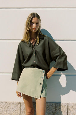 WIDE-SLEEVE LINEN BLEND SHIRT - Zara фото 34