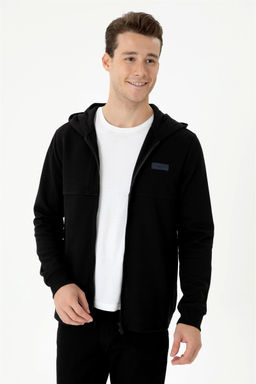 U. S. Polo Assn Мужской черный вязаный кардиган с капюшоном - U.s. polo assn фото 3