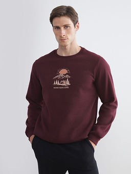 Bisiklet Yaka Bask?l? Erkek Sweatshirt
