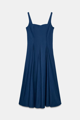 VESTIDO MIDI POPEL?N GODETS / Marino - Zara фото 4