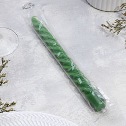 Цена за 2 шт. Свеча витая, 2.3×24.5 см, 5 ч, 50 г, тёмно-зелёная