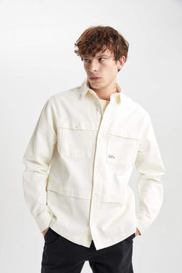 Хлопковая куртка-рубашка с длинными рукавами Relax Fit - Defacto фото 7