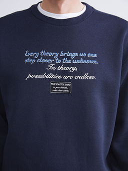 Bisiklet Yaka Bask?l? Erkek Sweatshirt